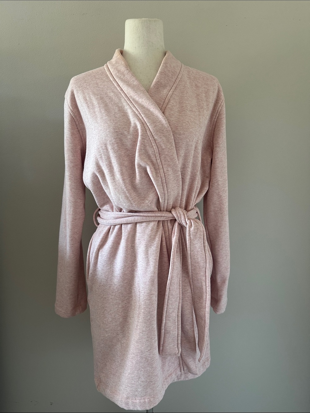UGG Womens Short Wrap Front Robe Seashell Pink Heather Sz Medium Comfy